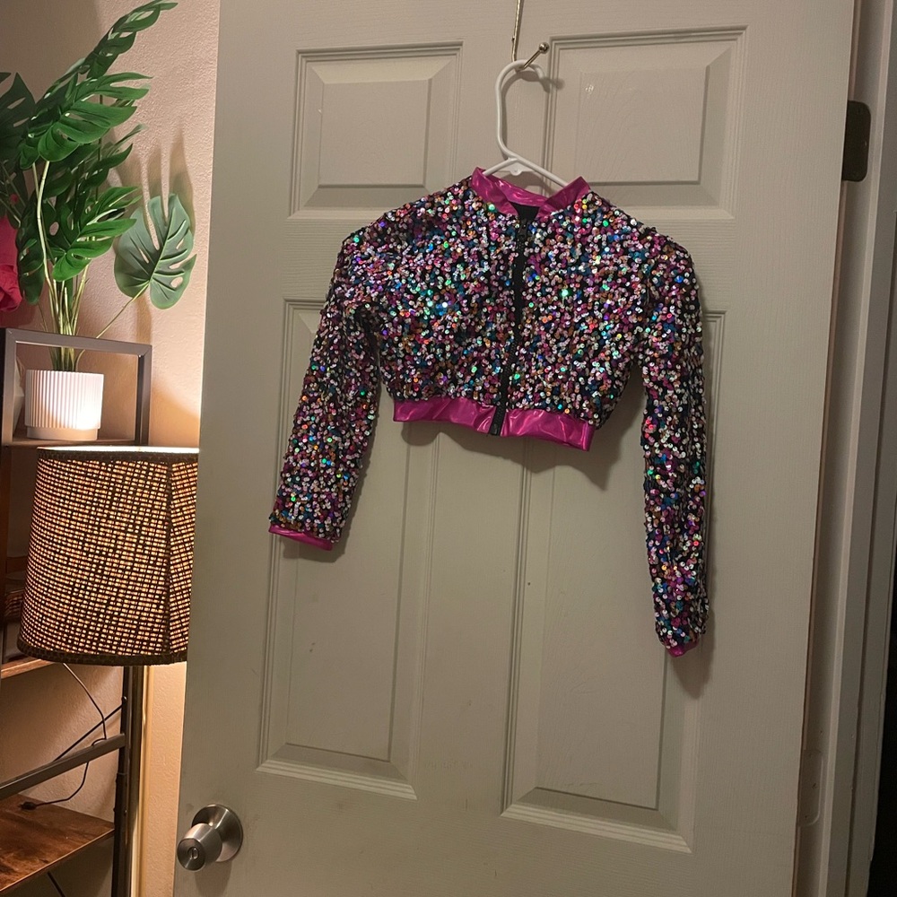 Revolution Colorful Sequin Cropped Jacket girls dance-fits extra small